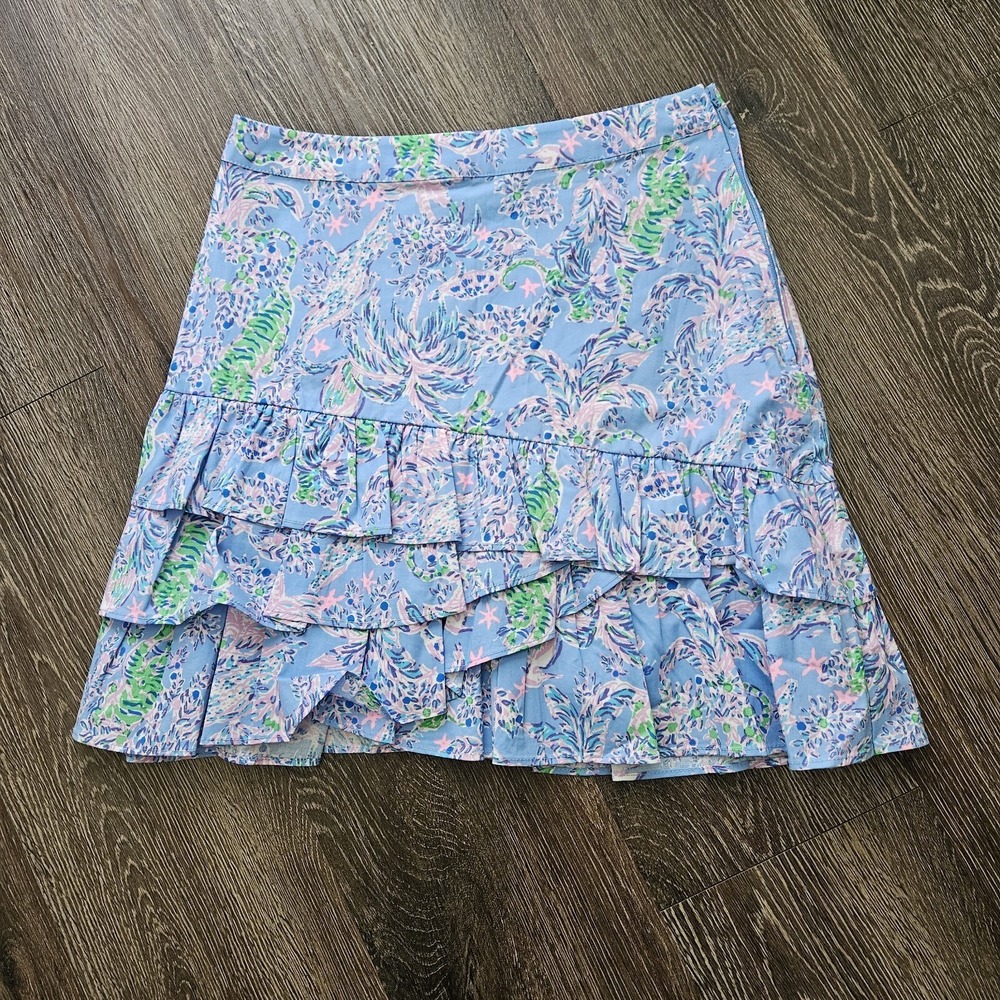 Lilly Pulitzer Blue Peri Turtle Skirt Size 00